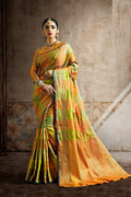 Uppada Saree Fresh Green - Orange Woven Uppada Saree With Brocade Blouse saree online