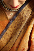 Uppada Silk Saree Fresh Green - Orange Woven Uppada Silk Saree With Brocade Blouse saree online