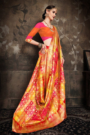 Multicolor Intricate Zari Woven Uppada Saree