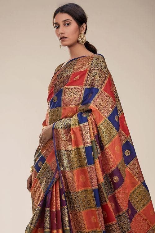 Uppada Silk Saree Multicolour Zari Butta Uppada Saree saree online