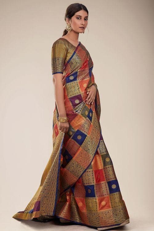 Uppada Silk Saree Multicolour Zari Butta Uppada Saree saree online