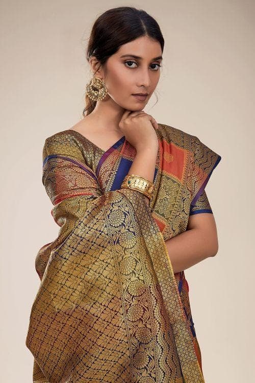 Multicolour Zari Butta Uppada Saree