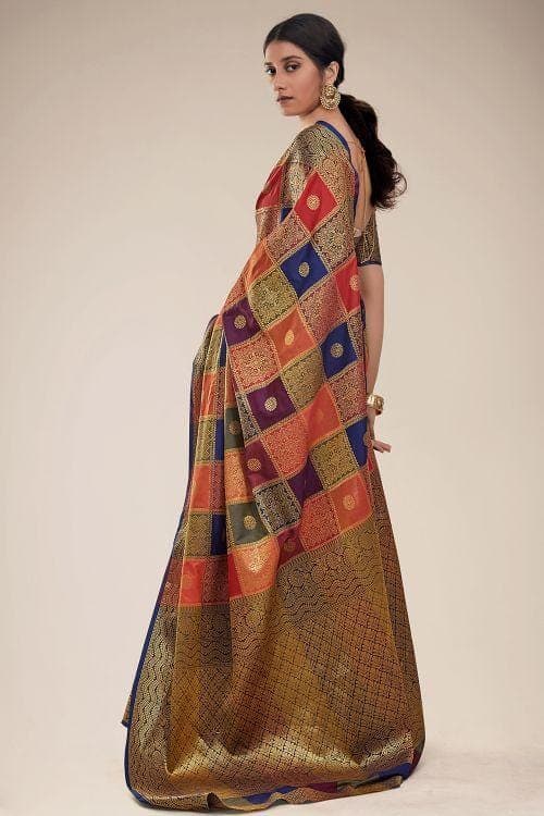 Uppada Silk Saree Multicolour Zari Butta Uppada Saree saree online