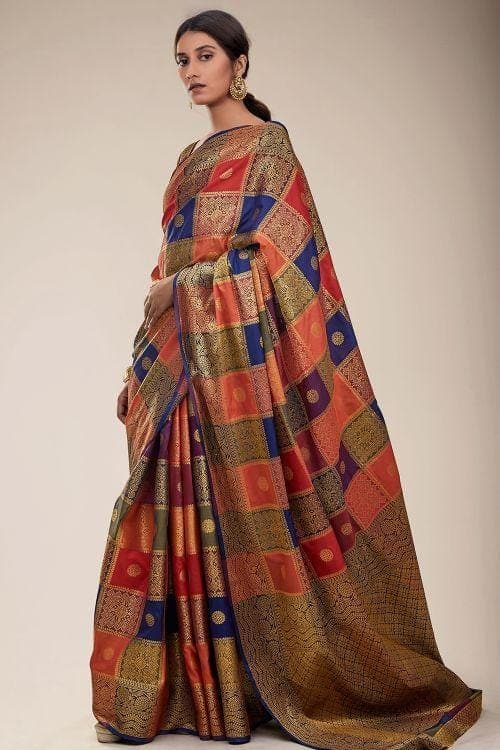 Multicolour Zari Butta Uppada Saree