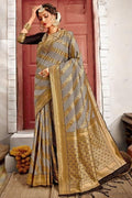 Uppada Silk Saree Pewter Grey Uppada Saree saree online