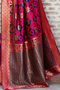 Pink And Blue Uppada Saree