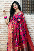 Pink And Blue Uppada Saree