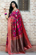 Pink And Blue Uppada Saree
