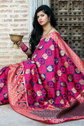 Pink And Blue Uppada Saree