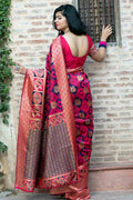 Pink And Blue Uppada Saree