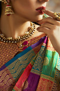 Purple zari woven uppada silk saree with brocade blouse - Buy online on Karagiri - Free shipping to USA