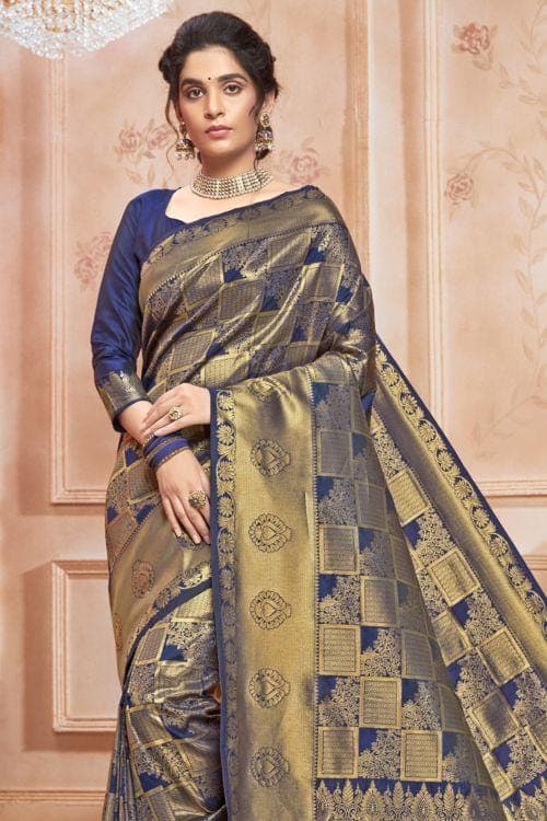 blue uppada saree