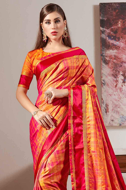Salmon Orange Uppada Saree