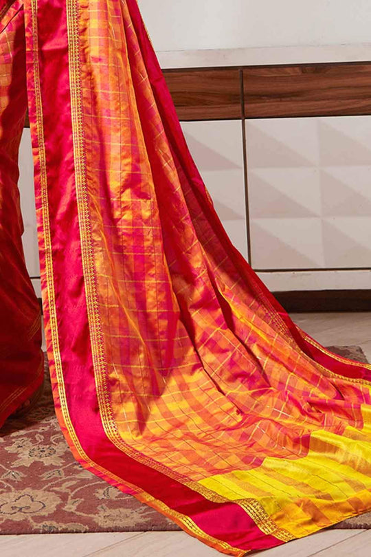 Salmon Orange Uppada Saree