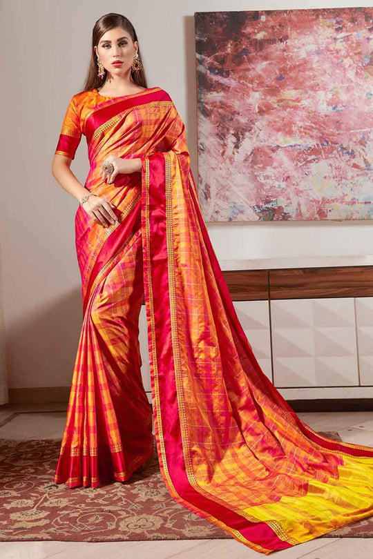 Salmon Orange Uppada Saree