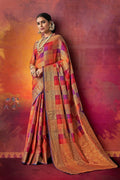 Shades of red woven uppada silk saree with brocade blouse - Buy online on Karagiri - Free shipping to USA