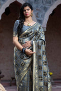 Slate Grey Uppada Saree