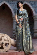 Slate Grey Uppada Saree