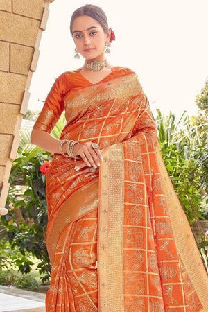 Tangerine Orange Uppada Saree
