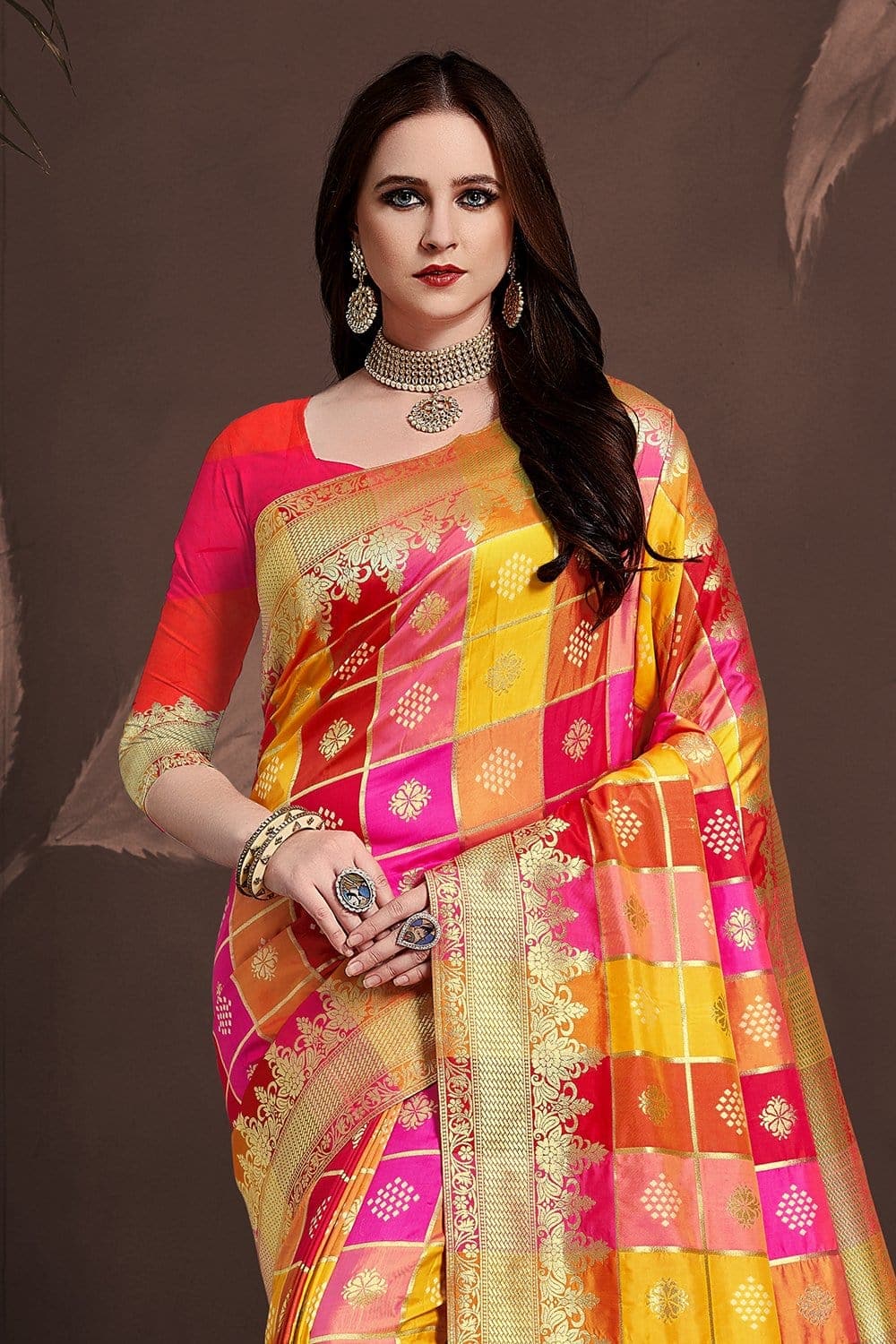 Uppada Silk Saree Yellow,Pink Zari Woven Uppada Saree saree online