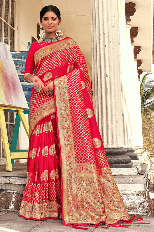 Punch Pink Banarasi Saree