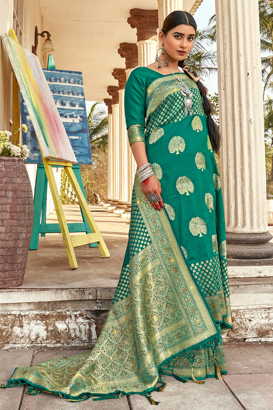 Rama Green Banarasi Saree