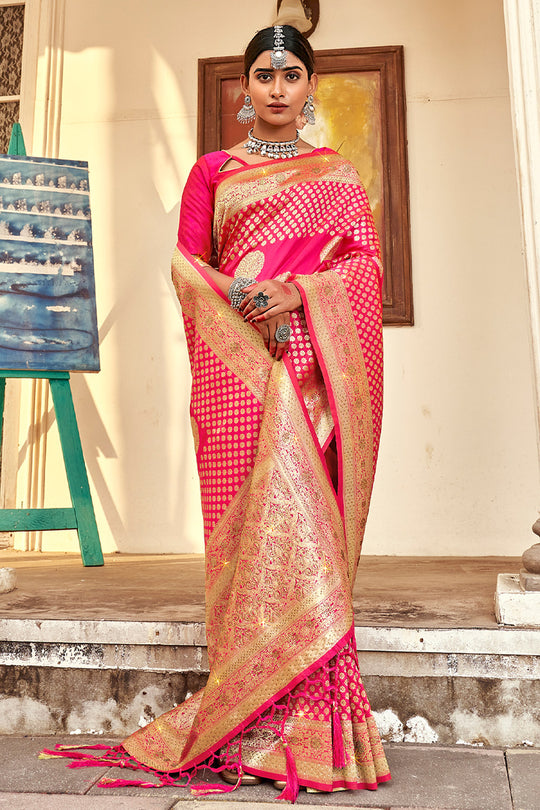 Fuscia Pink Banarasi Saree